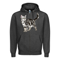 Charcoal Heather American Shorthair Cat Zipper Hoodie - LillyAllenDesigns