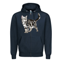 Navy American Shorthair Cat Zipper Hoodie - LillyAllenDesigns