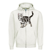 Oatmeal Heather American Shorthair Cat Zipper Hoodie - LillyAllenDesigns
