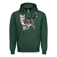 Sports Green American Shorthair Cat Zipper Hoodie - LillyAllenDesigns