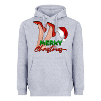 Heather Grey merry Christmas heels Heavyweight Hoodie - BarkalooDesign