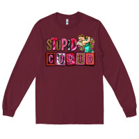Burgundy stupid cupid with cupid olivia Long Sleeve Tee - OliviaCreatesArt