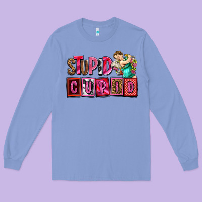 Stupid Cupid With Cupid Olivia Long Sleeve Tee Designed By Oliviacreatesart