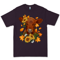 Plum fall red angus calf dried leaves and sunflowers Premium Tee - RanaPortraitStore