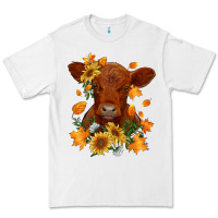 White fall red angus calf dried leaves and sunflowers Premium Tee - RanaPortraitStore