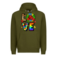 Army Green autism love Premium Hoodie - LillyAllenDesigns