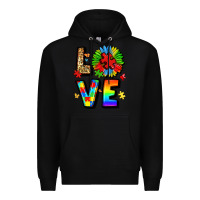 Black autism love Premium Hoodie - LillyAllenDesigns