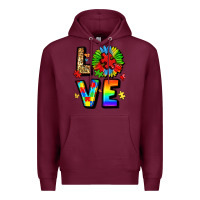 Burgundy autism love Premium Hoodie - LillyAllenDesigns