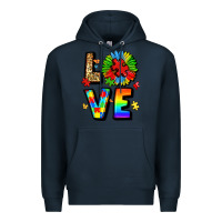 Navy autism love Premium Hoodie - LillyAllenDesigns