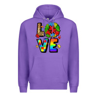 Purple autism love Premium Hoodie - LillyAllenDesigns
