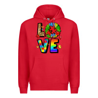 Red autism love Premium Hoodie - LillyAllenDesigns