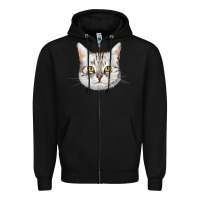Black American Shorthair Cat Face Zipper Hoodie - LillyAllenDesigns