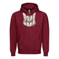 Burgundy American Shorthair Cat Face Zipper Hoodie - LillyAllenDesigns