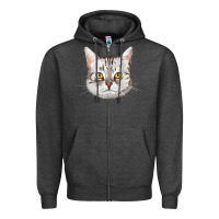 Charcoal Heather American Shorthair Cat Face Zipper Hoodie - LillyAllenDesigns