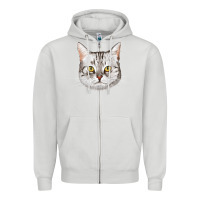 Dove Grey American Shorthair Cat Face Zipper Hoodie - LillyAllenDesigns