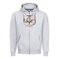 Heather Grey American Shorthair Cat Face Zipper Hoodie - LillyAllenDesigns