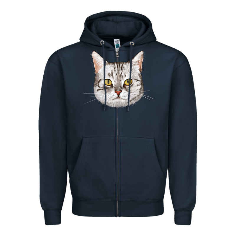 American Shorthair Cat Face Zipper Hoodie by LillyAllenDesigns | Teevron