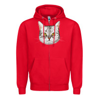 Red American Shorthair Cat Face Zipper Hoodie - LillyAllenDesigns