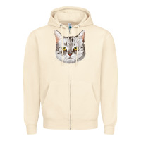 Sandshell American Shorthair Cat Face Zipper Hoodie - LillyAllenDesigns
