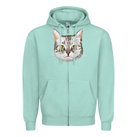 Seafoam American Shorthair Cat Face Zipper Hoodie - LillyAllenDesigns