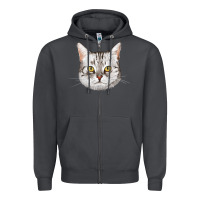 Smoke American Shorthair Cat Face Zipper Hoodie - LillyAllenDesigns