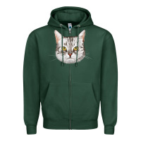 Sports Green American Shorthair Cat Face Zipper Hoodie - LillyAllenDesigns