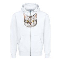 White American Shorthair Cat Face Zipper Hoodie - LillyAllenDesigns