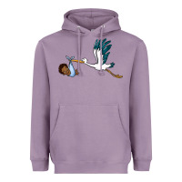 Lavender stork with black baby boy Heavyweight Hoodie - BarkalooDesign
