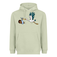 Matcha stork with black baby boy Heavyweight Hoodie - BarkalooDesign