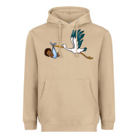 Mushroom stork with black baby boy Heavyweight Hoodie - BarkalooDesign