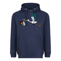 Navy stork with black baby boy Heavyweight Hoodie - BarkalooDesign
