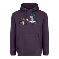 Plum stork with black baby boy Heavyweight Hoodie - BarkalooDesign