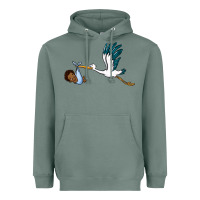 Sage stork with black baby boy Heavyweight Hoodie - BarkalooDesign