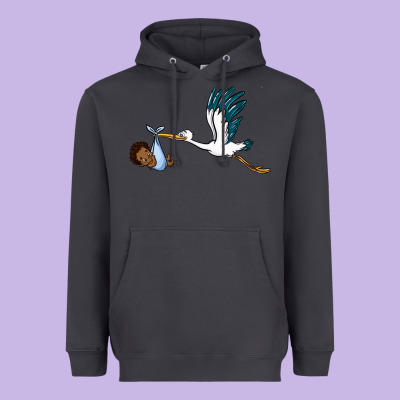 Stork With Black Baby Boy Heavyweight Hoodie Designed By Barkaloodesign