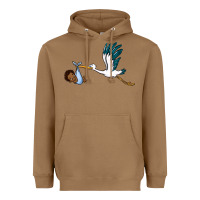 Toasted Coconut stork with black baby boy Heavyweight Hoodie - BarkalooDesign