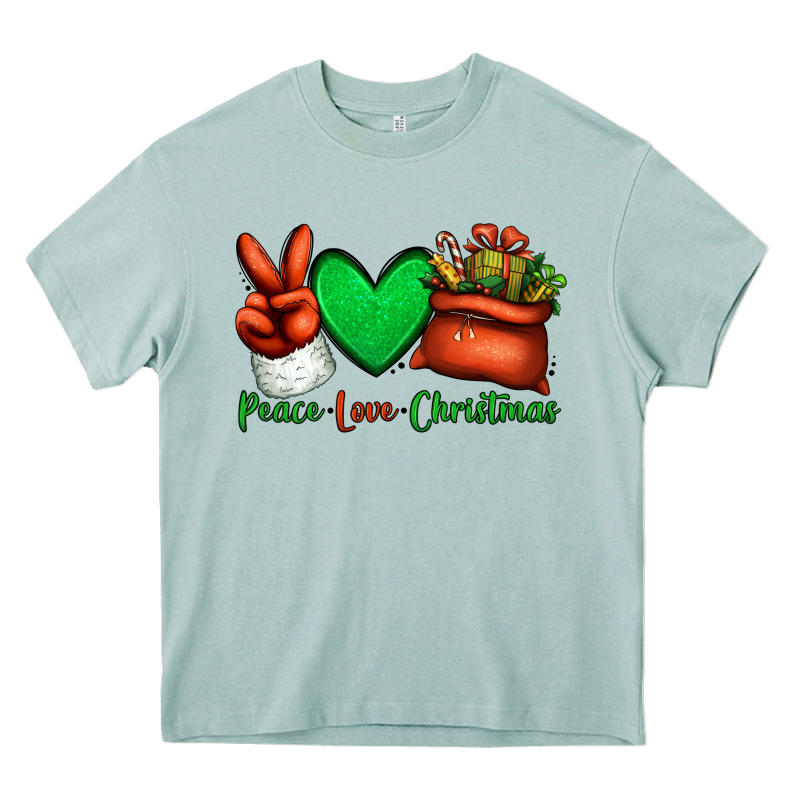 Peace Love Christmas Santa Claus Hand Heavy Core Tee by Jasminsmagicworld | Teevron