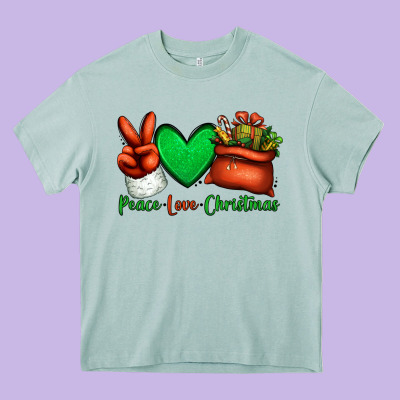 Peace Love Christmas Santa Claus Hand Heavy Core Tee Designed By Jasminsmagicworld
