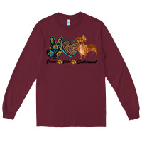 Burgundy peace love dachshund Long Sleeve Tee - RanaPortraitStore
