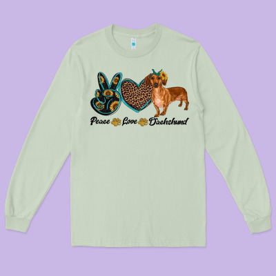 Peace Love Dachshund Long Sleeve Tee Designed By Ranaportraitstore