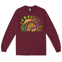 Burgundy mardi gras rainbow Long Sleeve Tee - OliviaCreatesArt