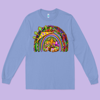 Mardi Gras Rainbow Long Sleeve Tee Designed By Oliviacreatesart