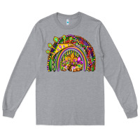 Heather Grey mardi gras rainbow Long Sleeve Tee - OliviaCreatesArt