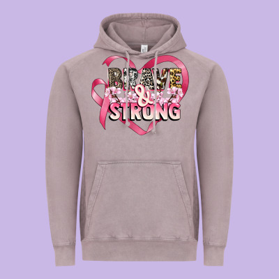 Brave And Strong Cancer Awareness Vintage Hoodie Designed By Cowgirlartshop