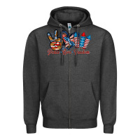 Charcoal Heather peace love freedom Zipper Hoodie - RacoonDesign