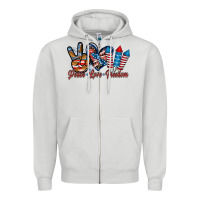 Dove Grey peace love freedom Zipper Hoodie - RacoonDesign