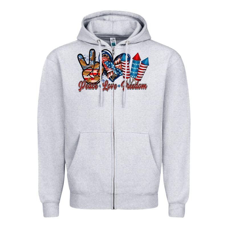 Peace Love Freedom Zipper Hoodie by RacoonDesign | Teevron