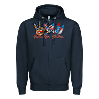 Navy peace love freedom Zipper Hoodie - RacoonDesign