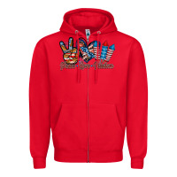 Red peace love freedom Zipper Hoodie - RacoonDesign