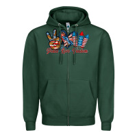 Sports Green peace love freedom Zipper Hoodie - RacoonDesign