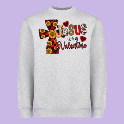 Jesus Is My Valentine Cross Heavyweight Sweatshirt Designed By Cowhidedigitalart